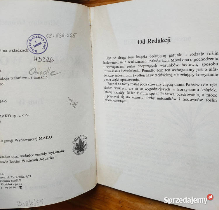 Rośliny wodne i akwarystyczne 2 tomy Mirosław Sosnowiec