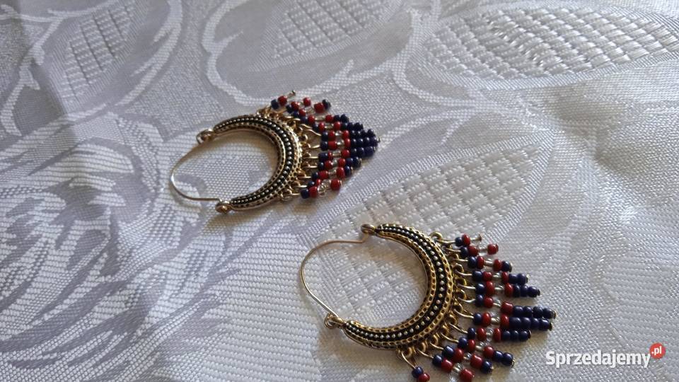 OKAZAŁE INDYJSKIE KOLCZYKI SREBRZONE Piła