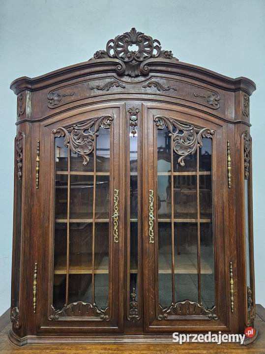 Stara dębowa witryna Ludwikowska Biblioteczka Kredensy i witryny Nowy Sącz sprzedam