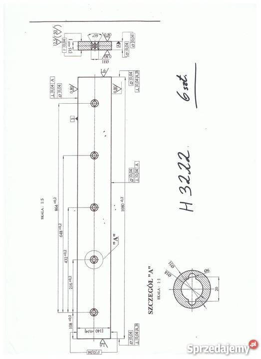 Nóż noże do gilotyny H3222 1080 x 140 x 35 mm