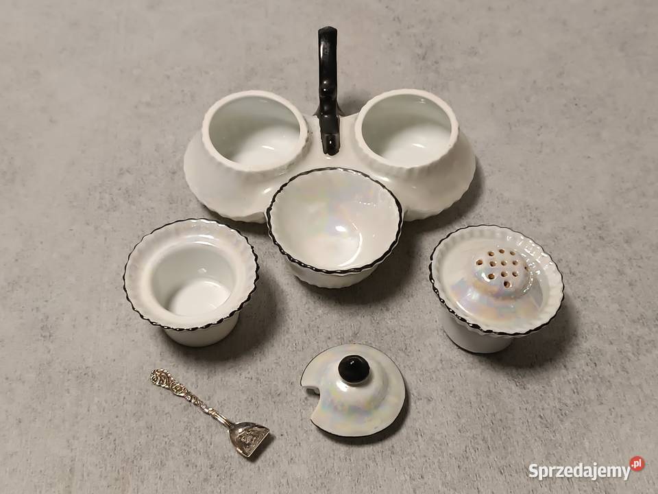 VIKTORIA Perłowy Przyprawnik Pieprz i Sól Porcelana i szkło Augustów