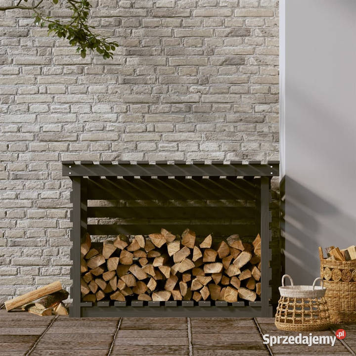 Stojak na drewno szary 108x73x79 lite drewno Warszawa