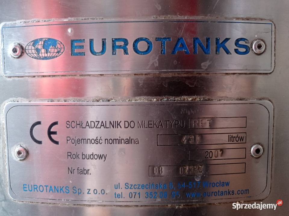 Schładzarka do mleka eurotanks 430 l Kościuszki