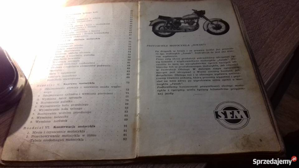 Książka SFM Junak Akcesoria Części motocyklowe Ostrołęka