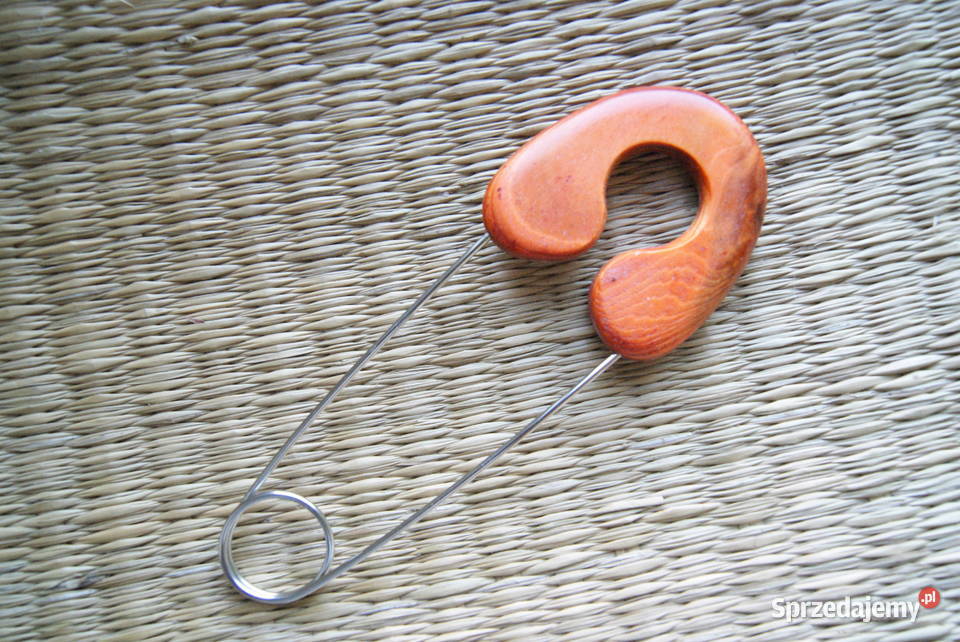 Klasyczna agrafka broszka do szala drewno Rękodzieło Łódź