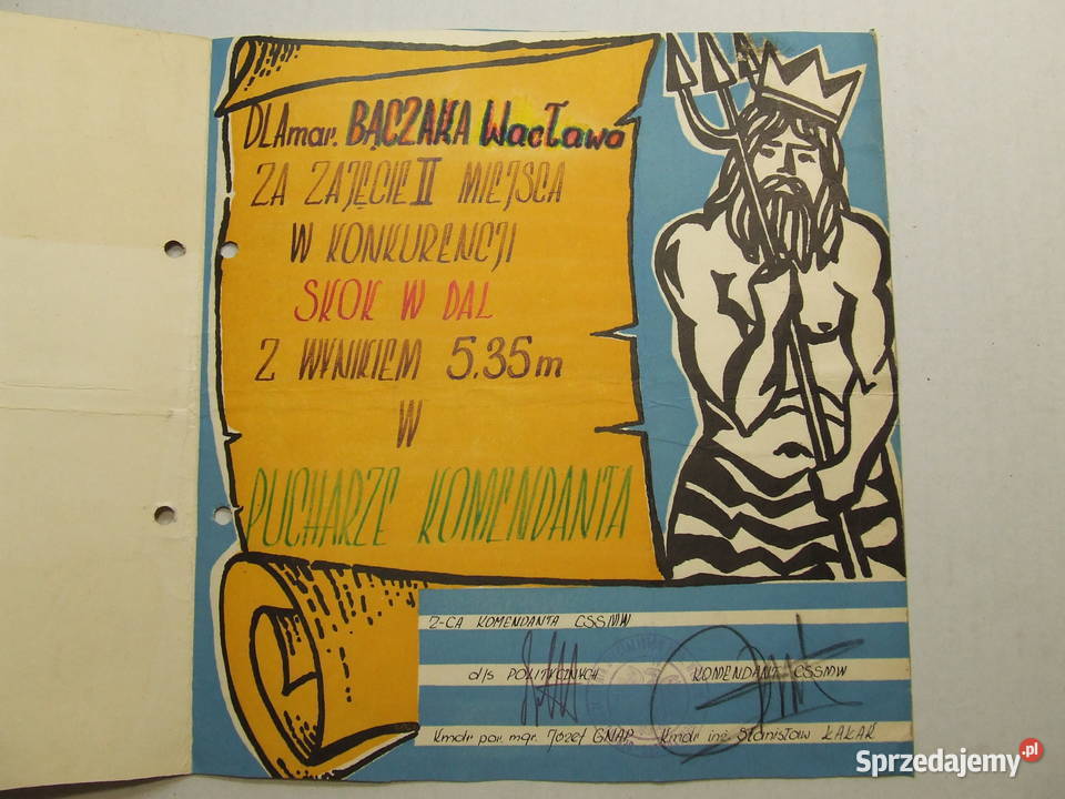 Stary Dyplom Marynarza marynarka wojenna PRL Czeladź