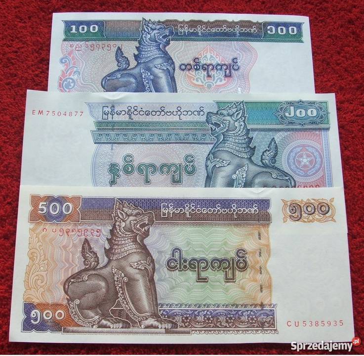 MYANMAR (3) Kolekcjonerskie Banknoty Zestaw - 3 sztuki UNC
