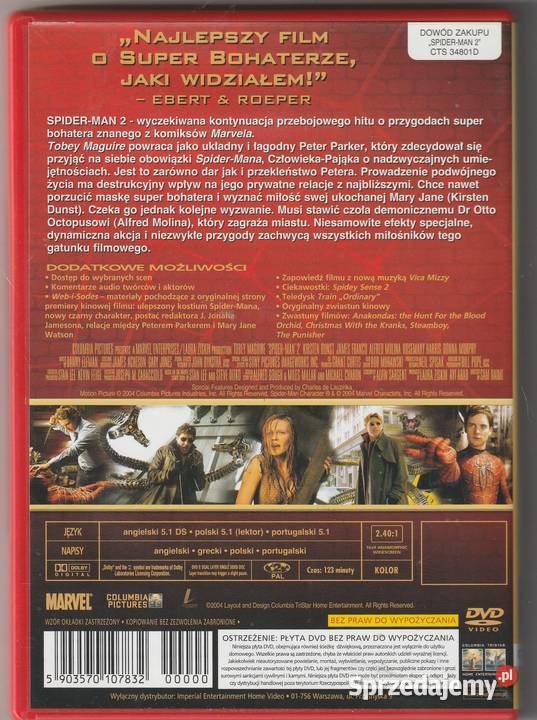 SPIDERMAN 2 specjalna edycja lektor DVD Pruszków