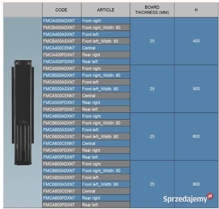 Słupek wypinany do burty 800mm przód prawy G38W Przysieka Polska sprzedam