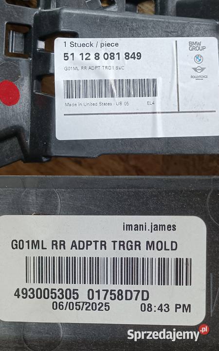 BMW X3 G01 LCI ŚLIZG MOCOWANIE ADAPTER WSPORNIKA