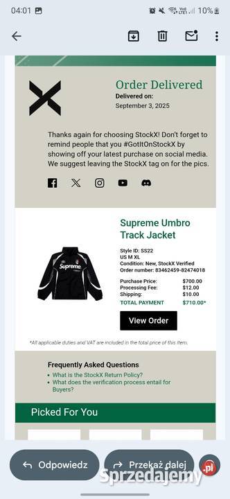 Supreme x Umbro Jacket czarny opolskie Bukowie sprzedam