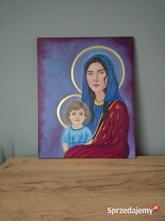 Obraz Maryja z Panem Jezusem malowany ręcznie