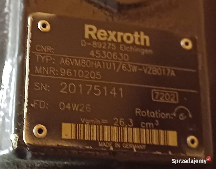 Silnik hydrauliczny Rexroth A6VM80 HA1U1 opolskie Opole