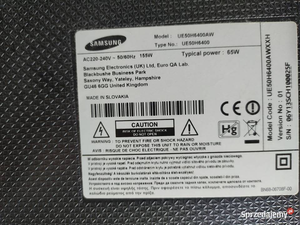 Płyta główma telewizora Samsung UE50H6400AW Stare Faszczyce sprzedam
