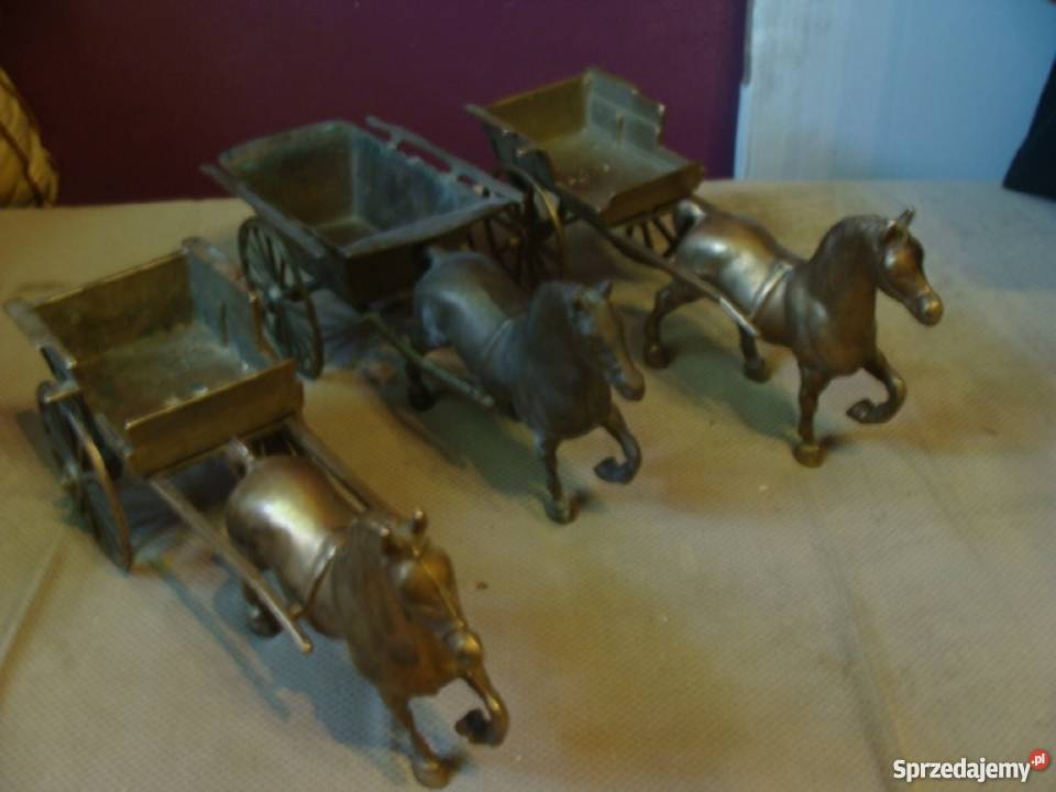 3 zaprzęgi konnekoń bryczki mosiądz Antyki Białystok