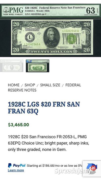 USA 20 Dolarów 1902 r York Nebraska PMG 24 ŻADKI Węgorzewo