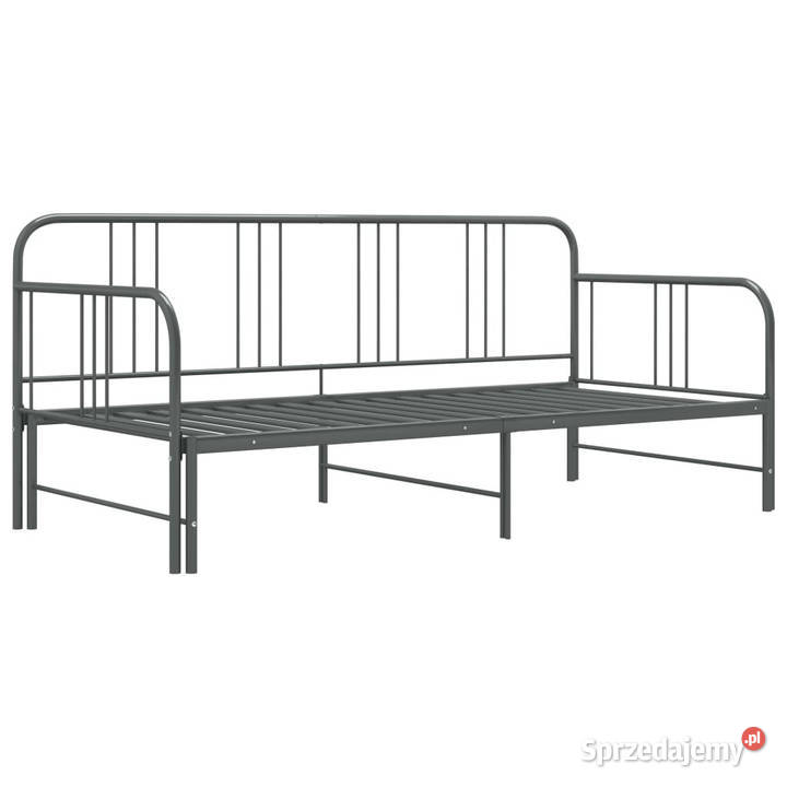Sofa z wysuwaną ramą łóżka szara metalowa 90x200 206cm Warszawa