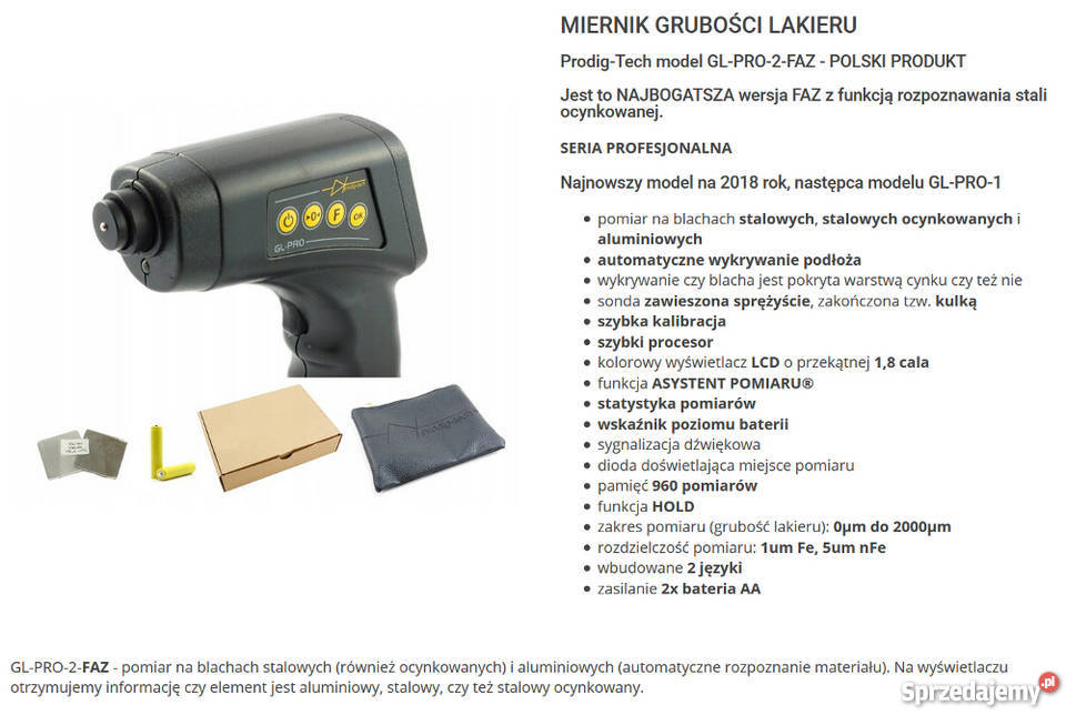 MIERNIK GRUBOŚCI LAKIERU ocynk ProdigTech Baranowo