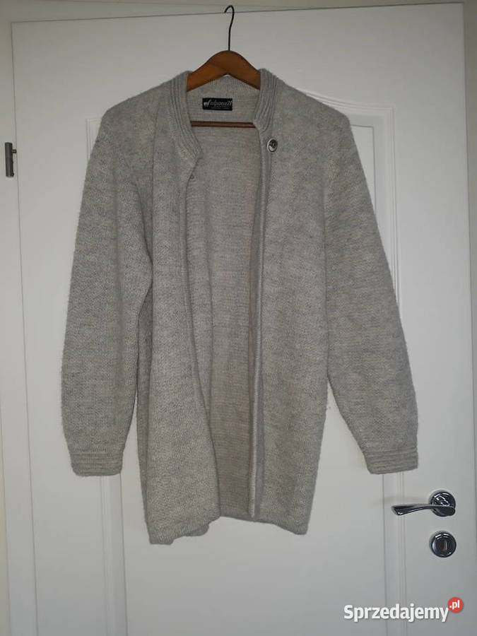 szary rozpinany sweter 100 alpaka alpaca wełna Gdańsk