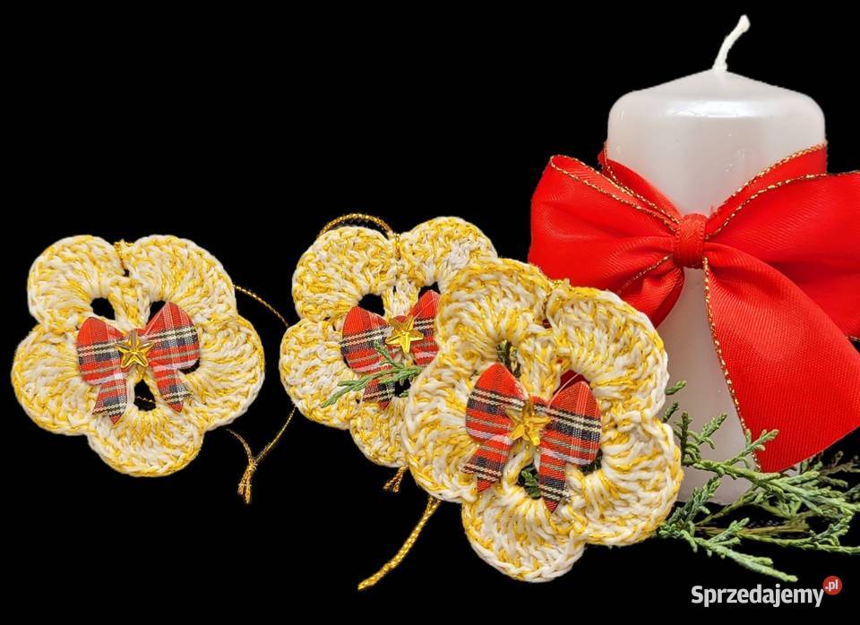 Zawieszki choinkowe kwiatuszki 3 Krzywaczka sprzedam