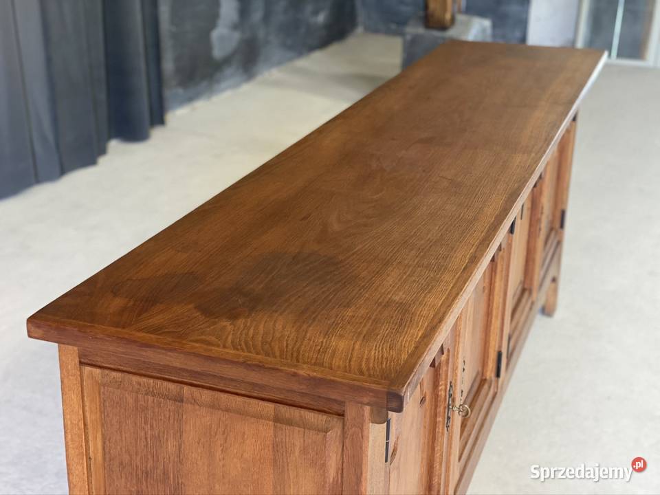 Długa dębowa komoda rustykalna sideboard 244cm Budno