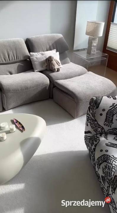 Modułowa sofa vintage w jasnym odcieniu beżu 145cm Wrocław sprzedam