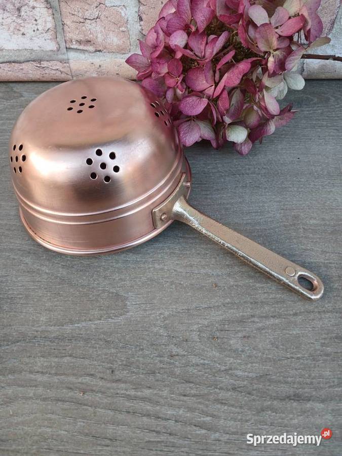 Małe miedziane sitko durszlak z mosiężną rączką Przybory kuchenne Warszawa