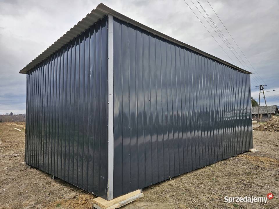 Garaż blaszany 3x5 RAL jednospadowy brama