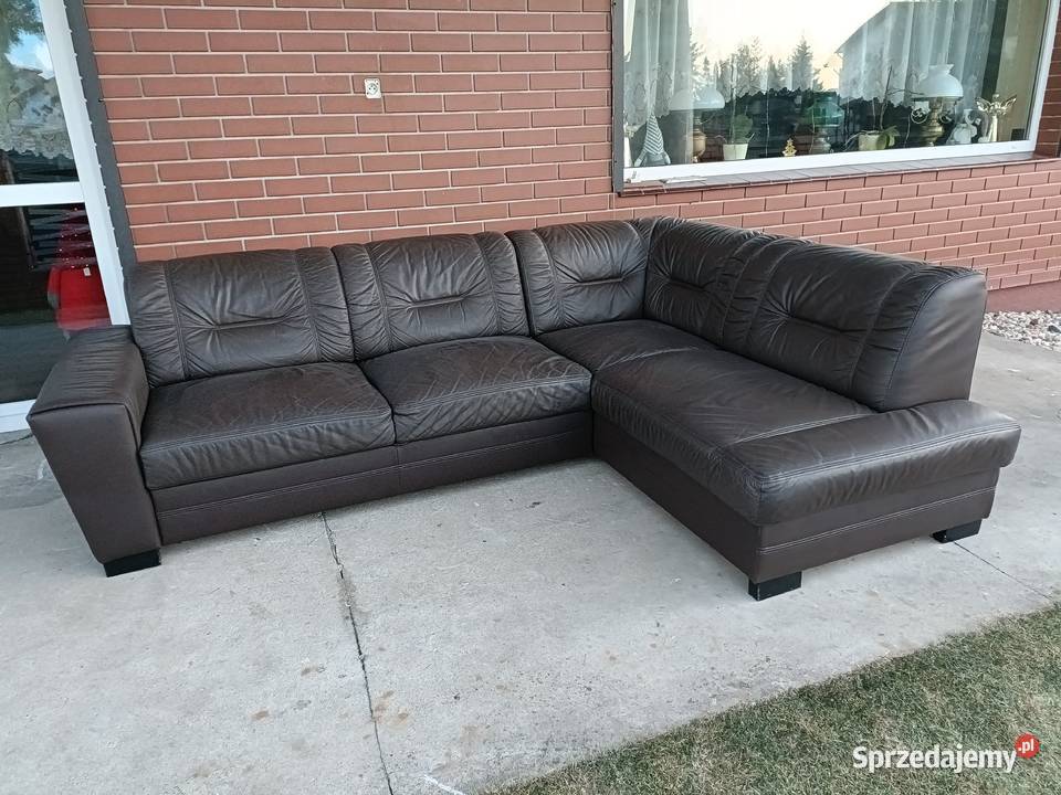 Sprzedam narożnik ze skóry Komplety wypoczynkowe Konin