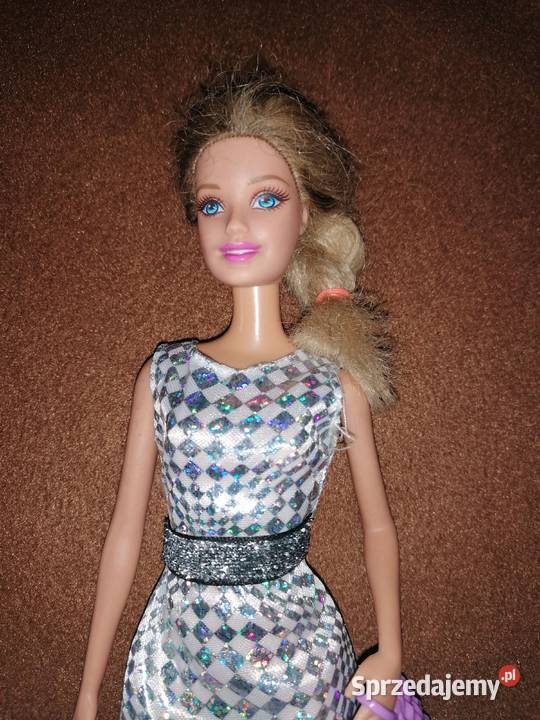 Lalka Barbie w srebrnej sukience miniMattel Łódź