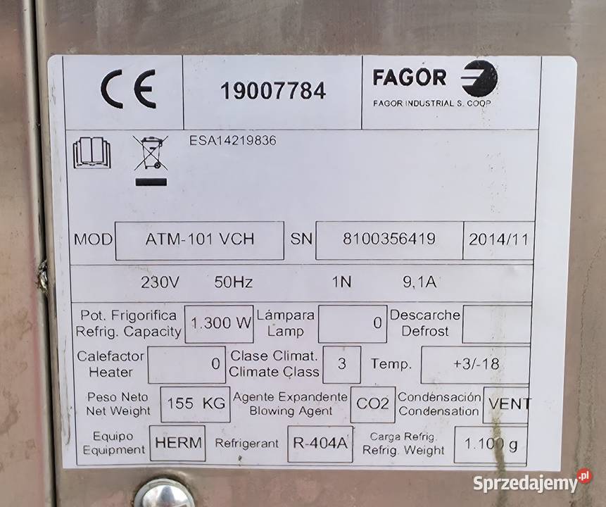 Zamrażarka szokowa 105253 Gastronomia Warszawa