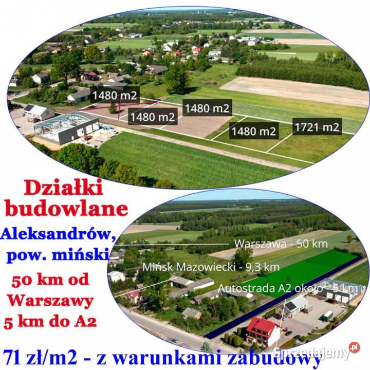 DZIAŁKI NA SPRZEDAŻ Aleksandrów gm Jakubów pow 1480m2 mazowieckie