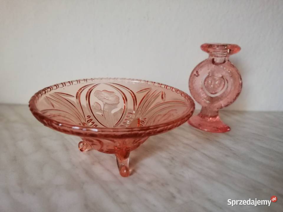 Różowa patera trzy nogi Gorlice sprzedam