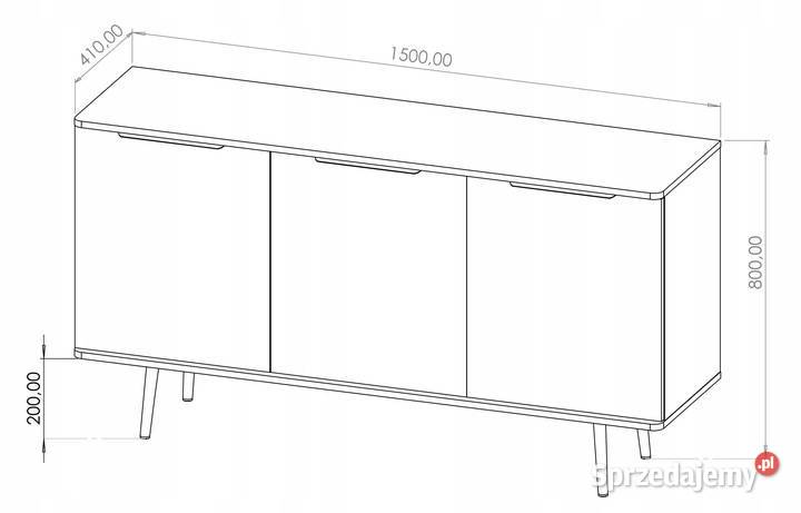 Trzydrzwiowa komoda 150 K3D z metalowymi nóżkami 41cm łódzkie sprzedam