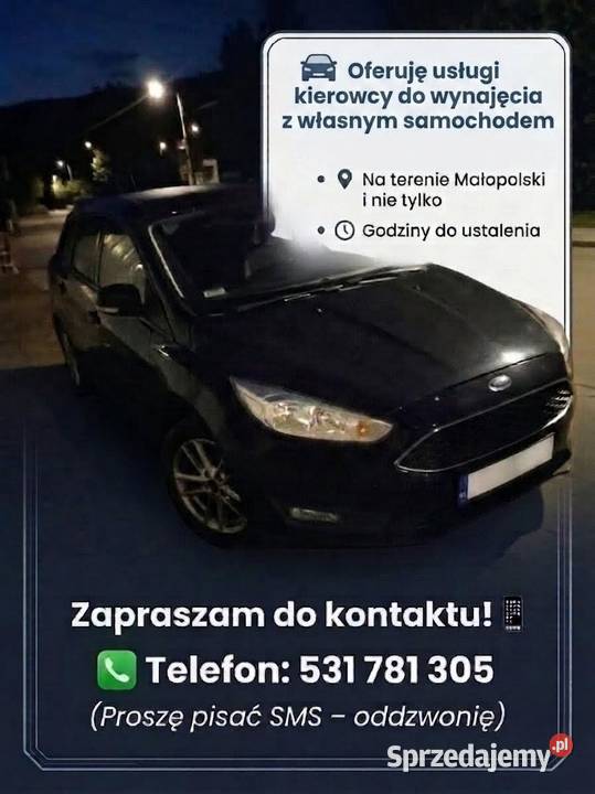 Oferuję usługi kierowcy do wynajęcia z własnym Zawoja