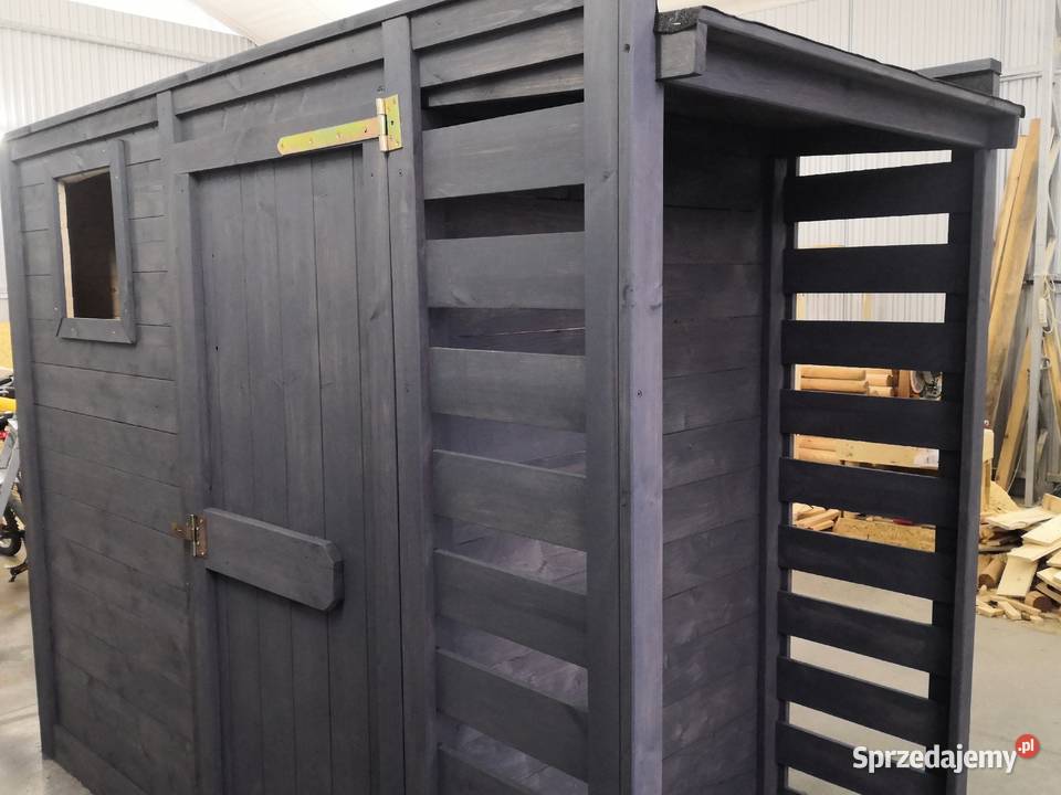 Domek ogrodowy narzędziowy drewutnia stolik Kawnice