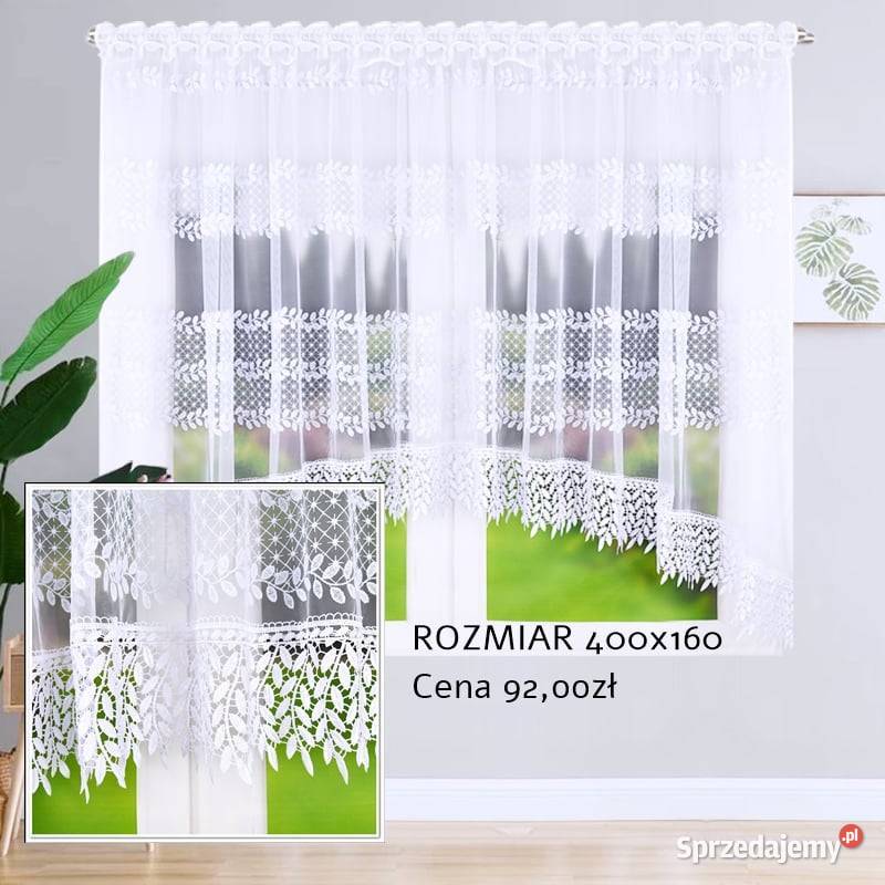 Firana w łuk Firany białe markizeta szeroka