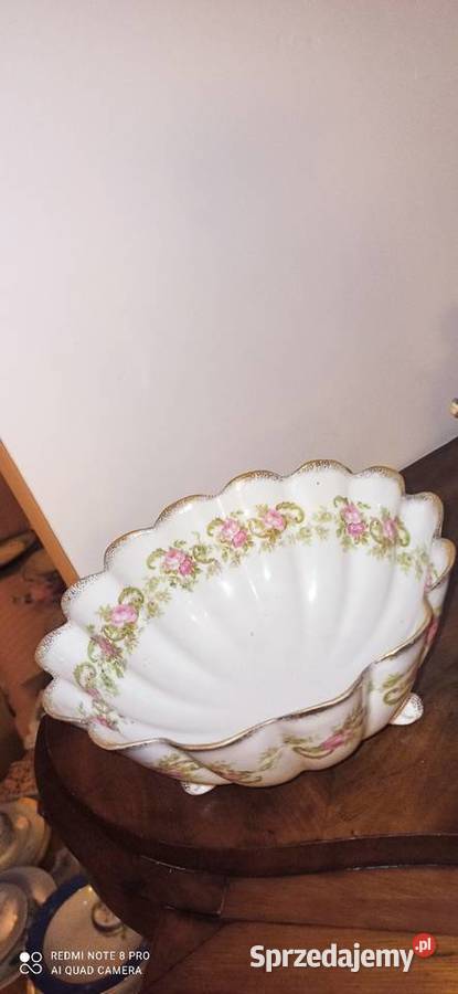 Patera duża falista krawędź kanelowana złocona Porcelana i szkło Gdańsk sprzedam