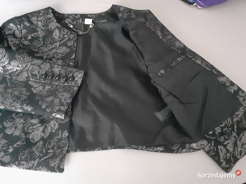 bolerko w kwiaty M sylwestrowe czarny Gdańsk