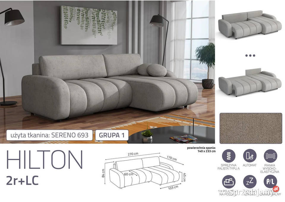 Narożnik Hilton 270x170 pojemnikfunkcja spania łódzkie Wieruszów