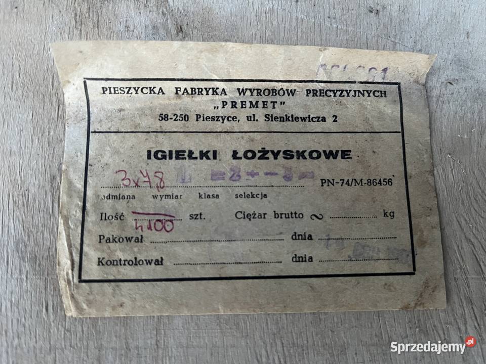 Igiełki łożyskowe rolki do łożysk 3x78 Lublin