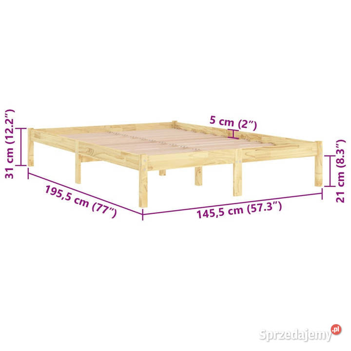 Rama łóżka lite drewno sosnowe 140x190 WM809997 mazowieckie Warszawa