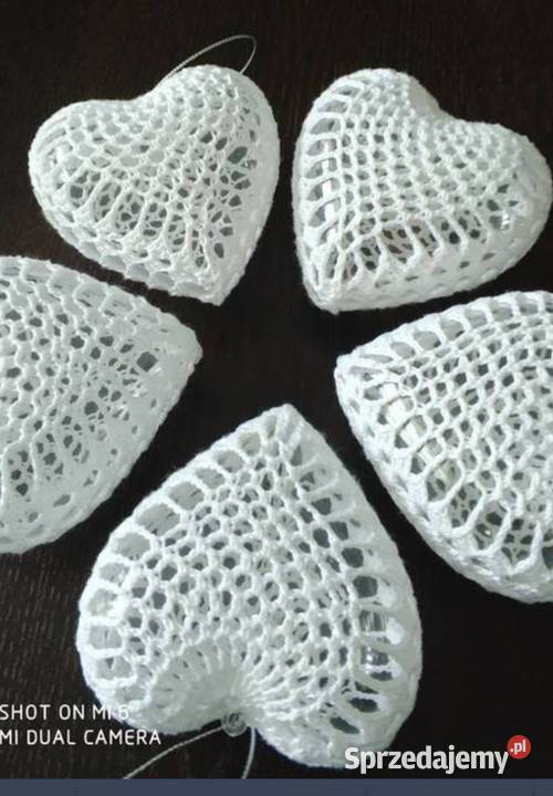 Szydełkowe serduszka białe Dębica