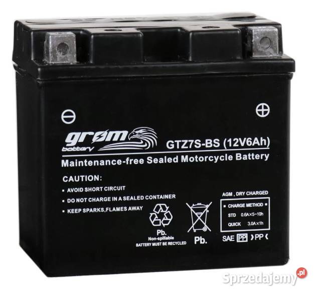 Akumulator motocyklowy GROM GTZ7SBS 12V 6Ah 120A Bydgoszcz