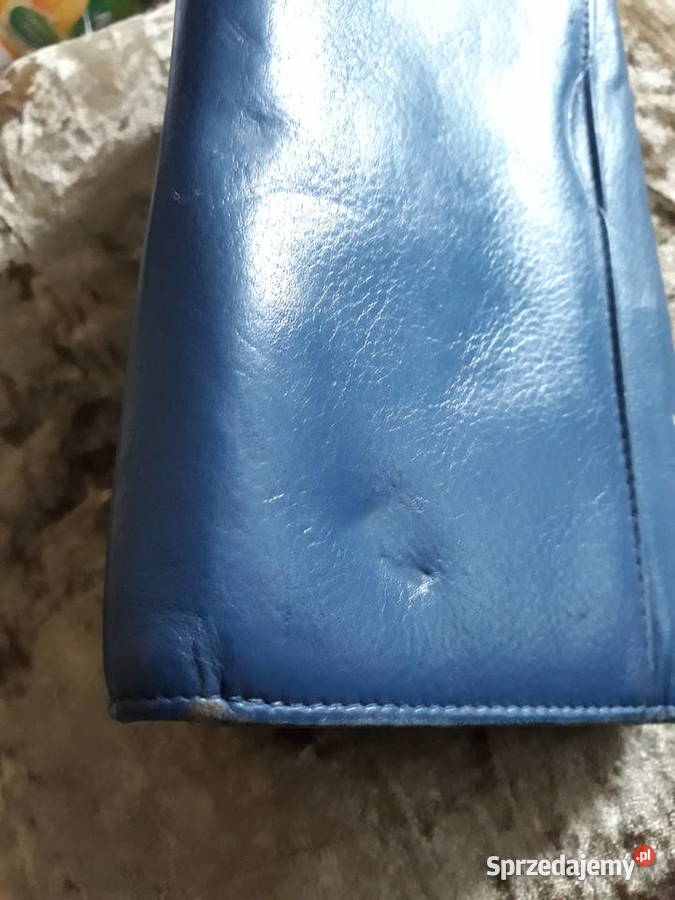 Niebieski duży skórzany portfel damski Betlewski śląskie Sosnowiec