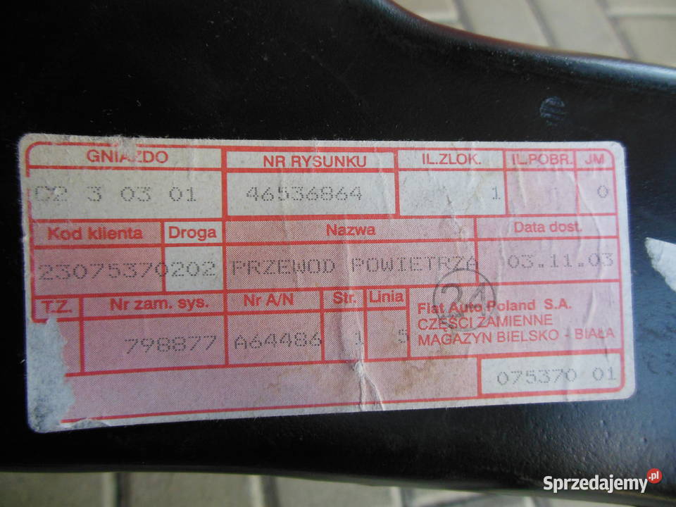 CHWYT POWIETRZA FIAT SIENA PALIO 46536864