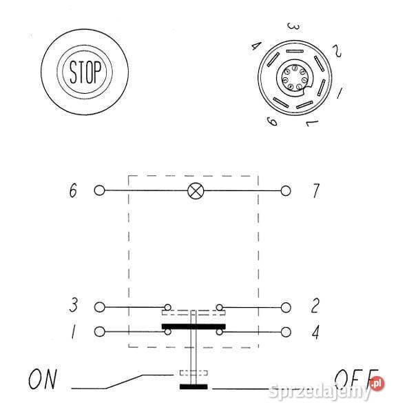 Przełącznik przyciskowy Stop okrągły czerwony Do maszyn uprawowych Kamionna