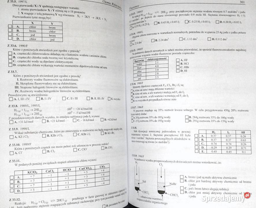 Chemia wybór testów maturzystów i kandydatów na Chełm