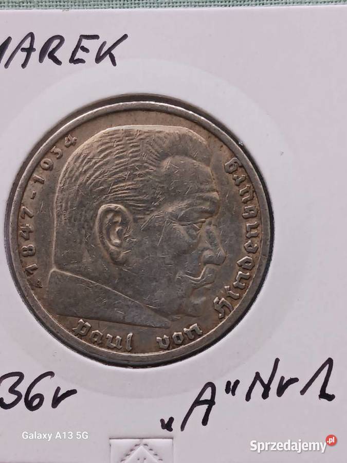 5 Marek Niemcy 1936 rPaul von Hindenburgmen A 1 Konin