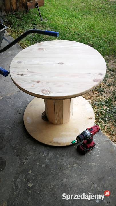 Stolik drewniany ze szpuli ława drewniana stolik Radków
